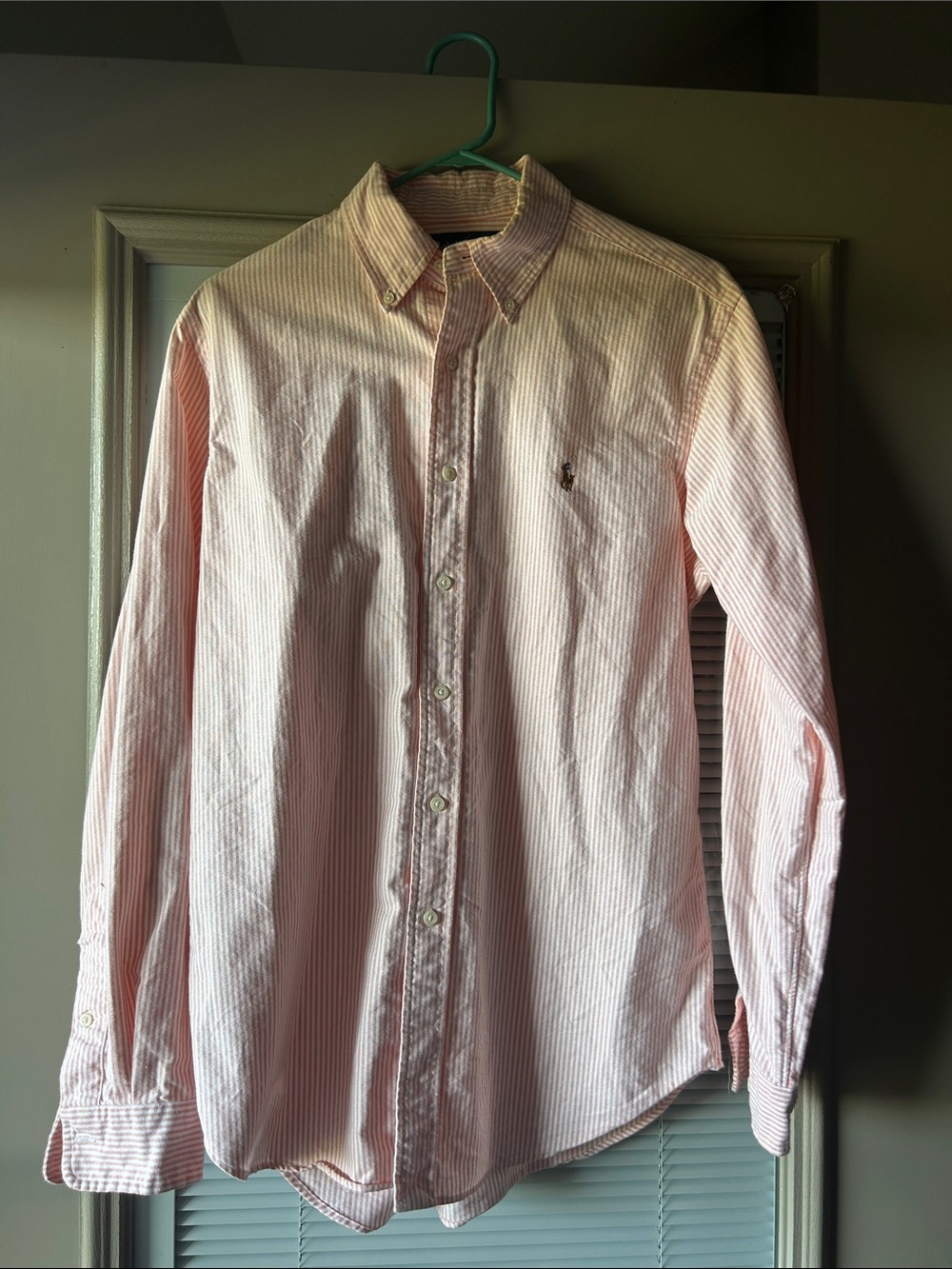 Ralph Lauren Orange and White Pinstripe Button-Down Shirt